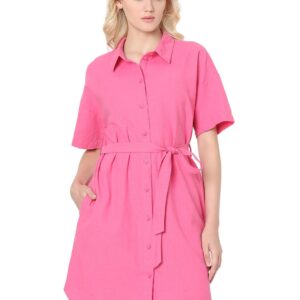 Women's Linen Shirt Knee-Length Dress
