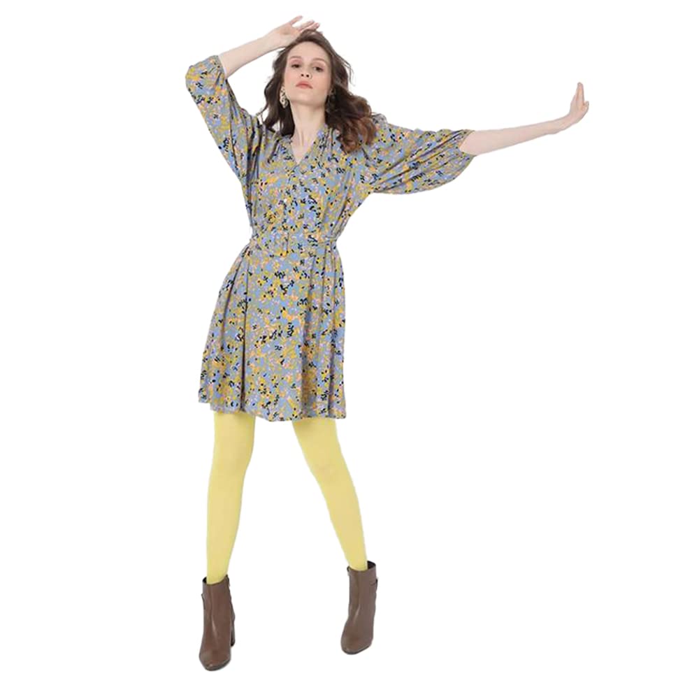 Printed Viscose V Neck Womens Mini Dress - Image 5