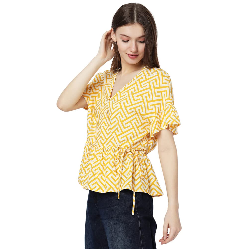 Printed Viscose V Neck Women's Top - Image 3