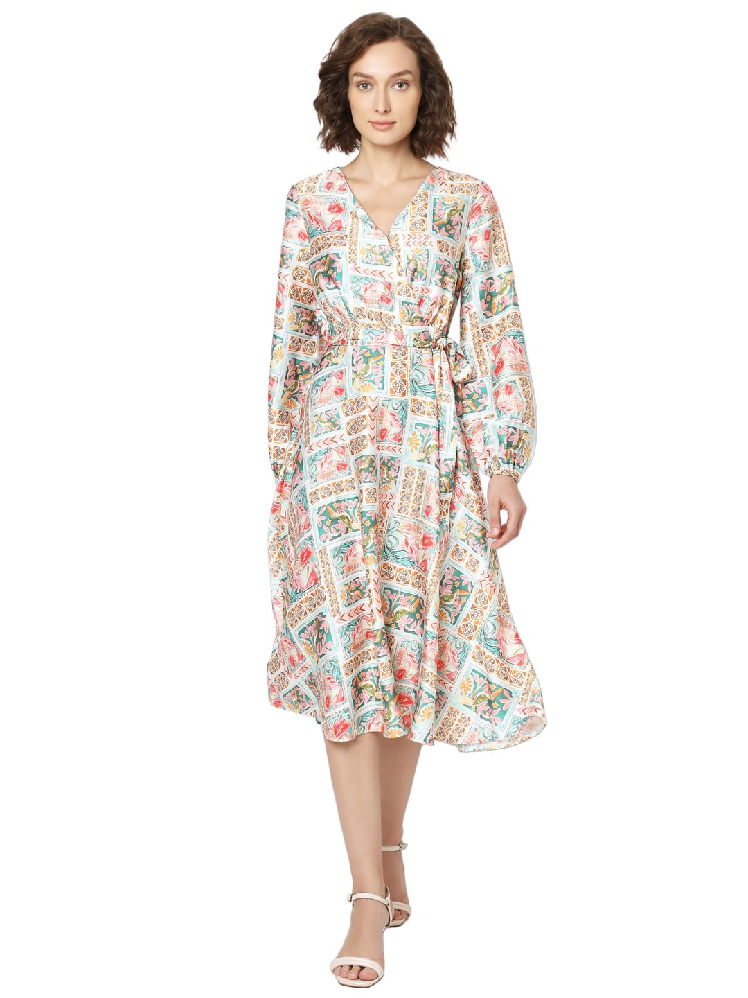 Women's Polyester Fit and Flare Midi Dress