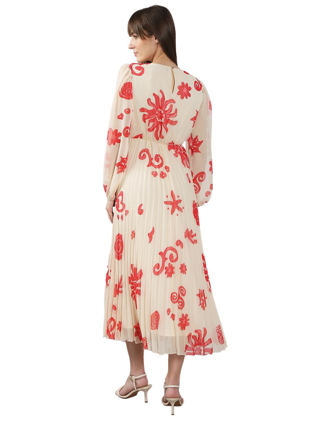 Women's Polyester Fit and Flare Midi Dress - Image 4