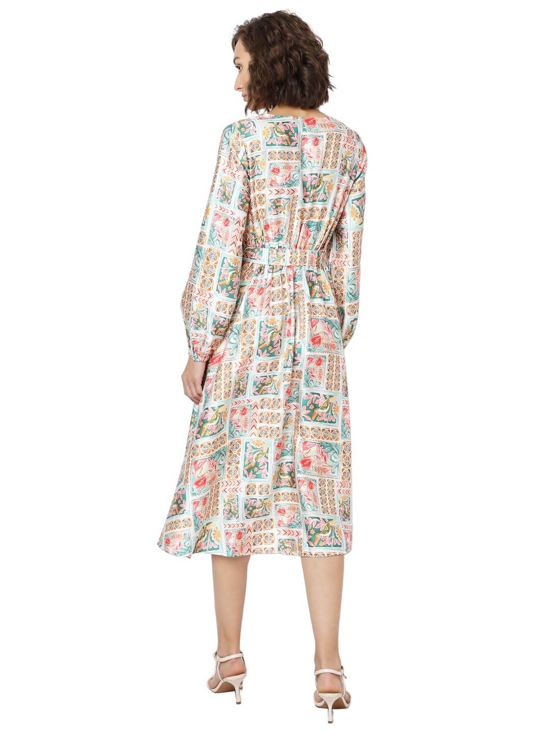 Women's Polyester Fit and Flare Midi Dress - Image 4