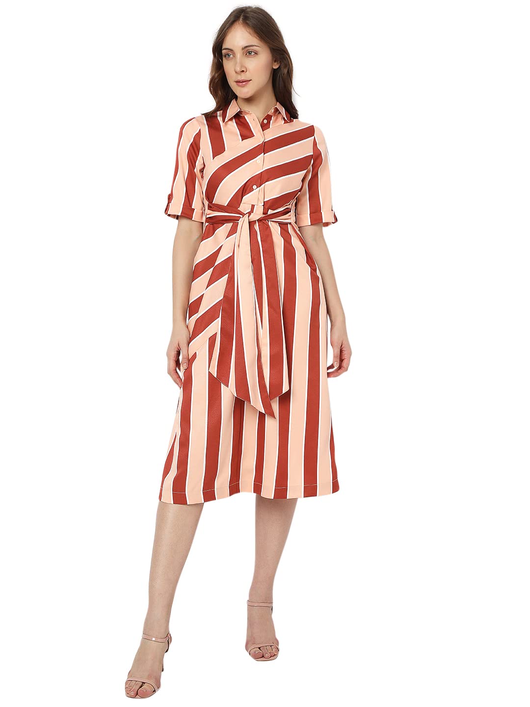 Women's Midi Polyester Shirt Dress