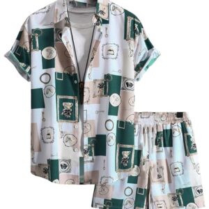 Unisex Night Dress || Rayon All Over Printed Night Set || Short Pajama Night Dress Set || Loungewear & Sleepwear forWomen || Beach Wear Set