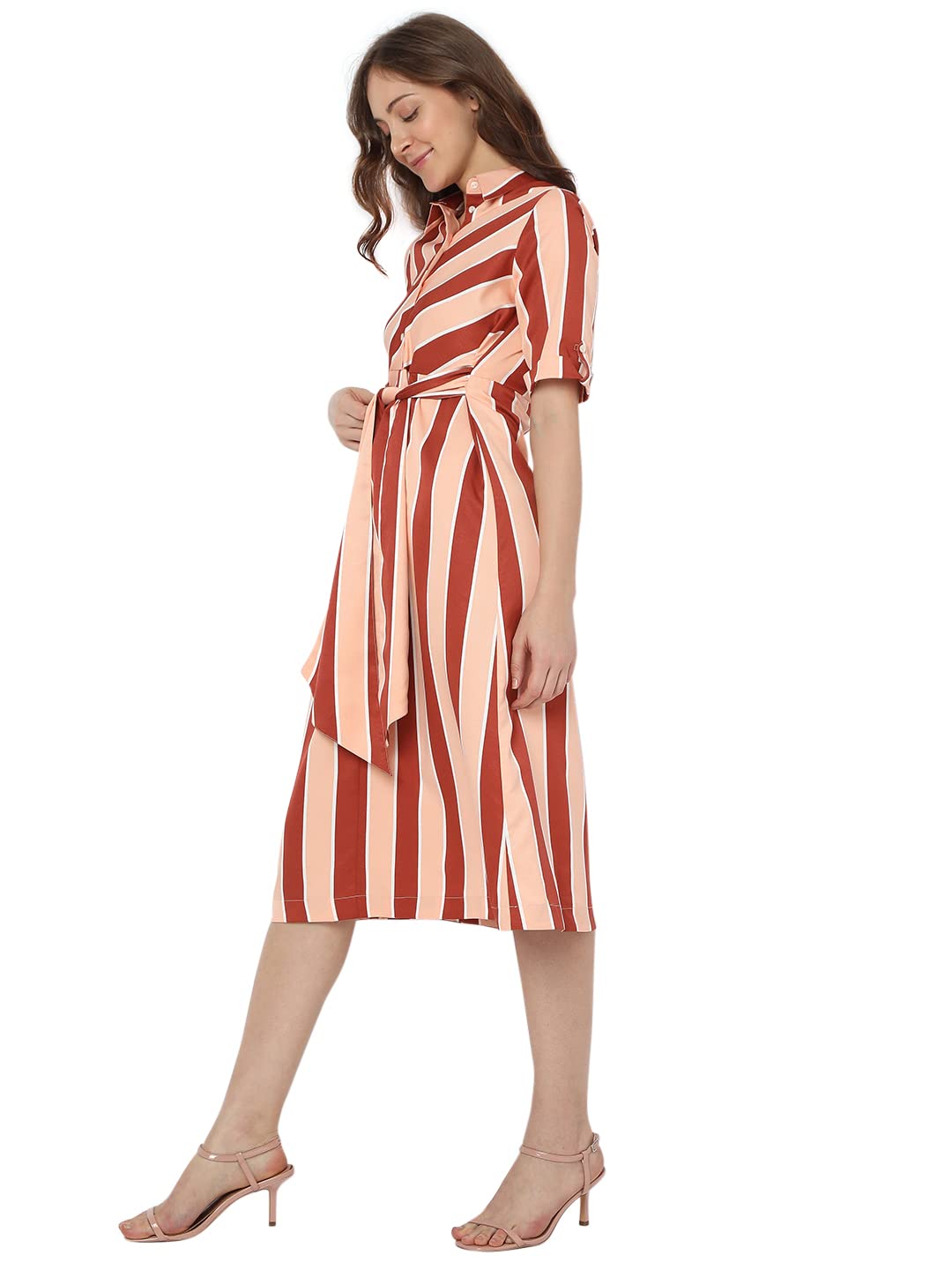 Women's Midi Polyester Shirt Dress - Image 3