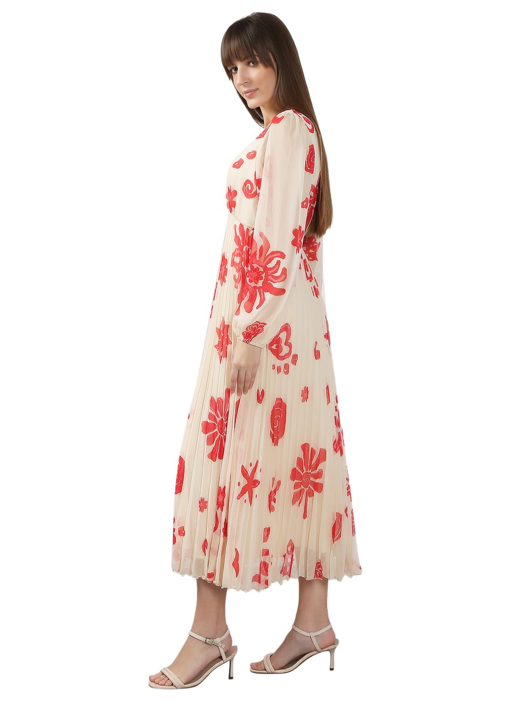 Women's Polyester Fit and Flare Midi Dress - Image 3