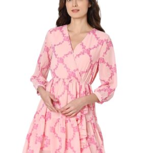 Women's Polyester Fit and Flare Above The Knee Dress