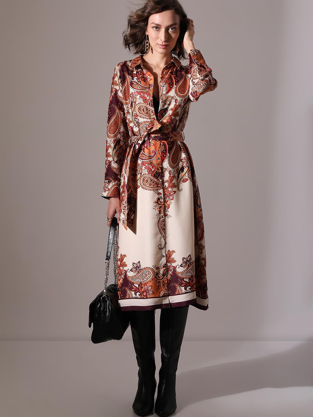 Women's Polyester Shirt Midi Dress - Image 2