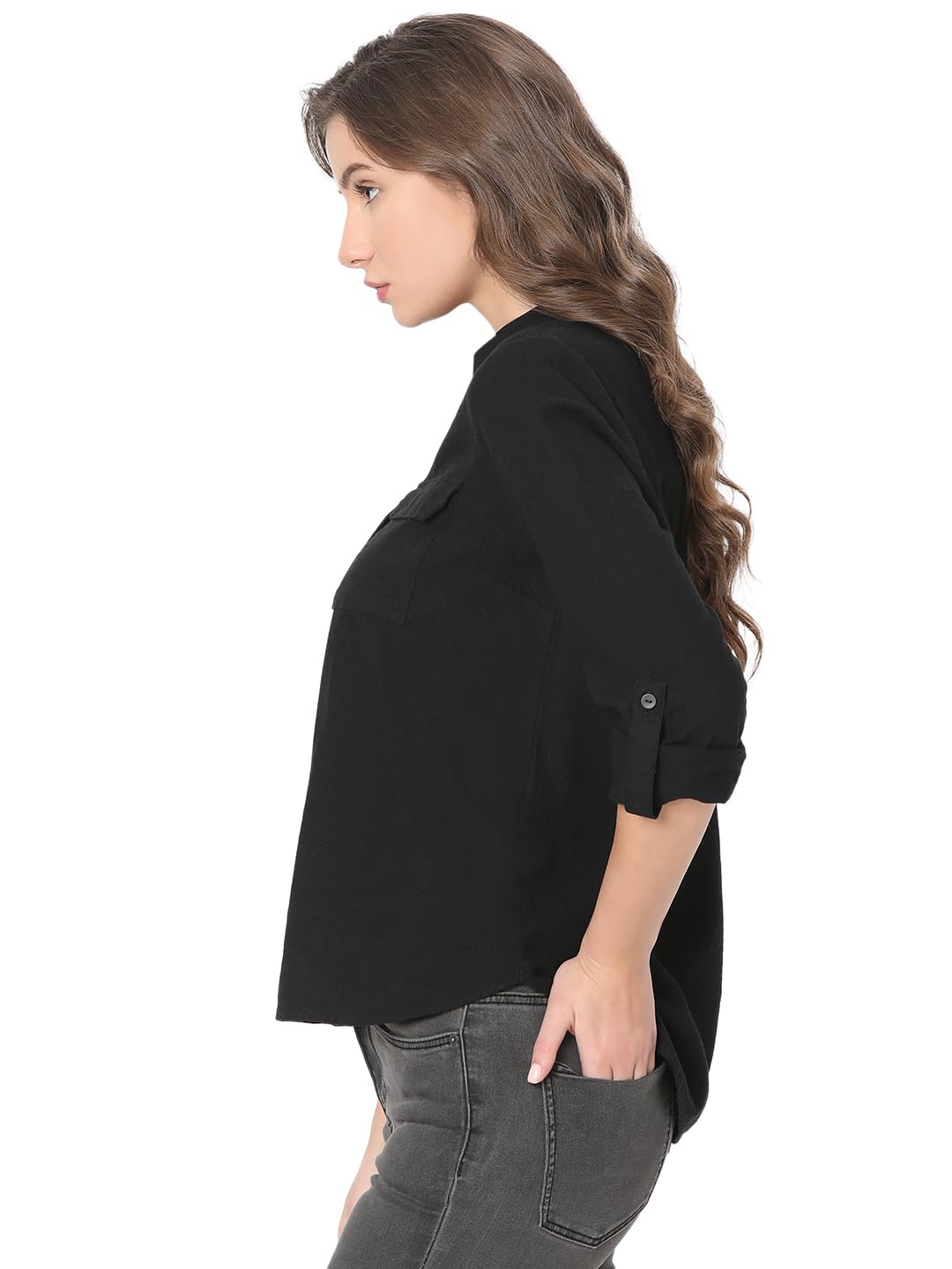 Women's Solid Regular Fit Shirt - Image 3