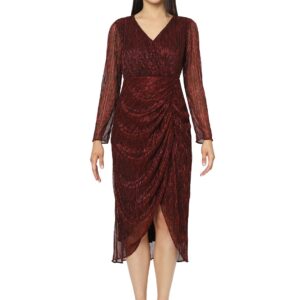 Women's Polyester Fit and Flare Midi Dress