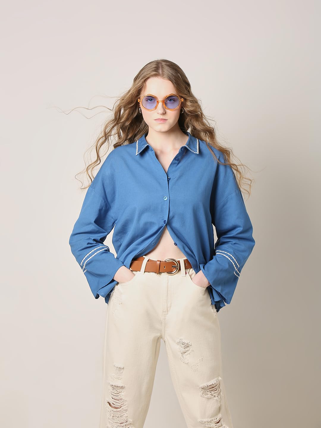 Women's Solid Regular Fit Shirt - Image 2