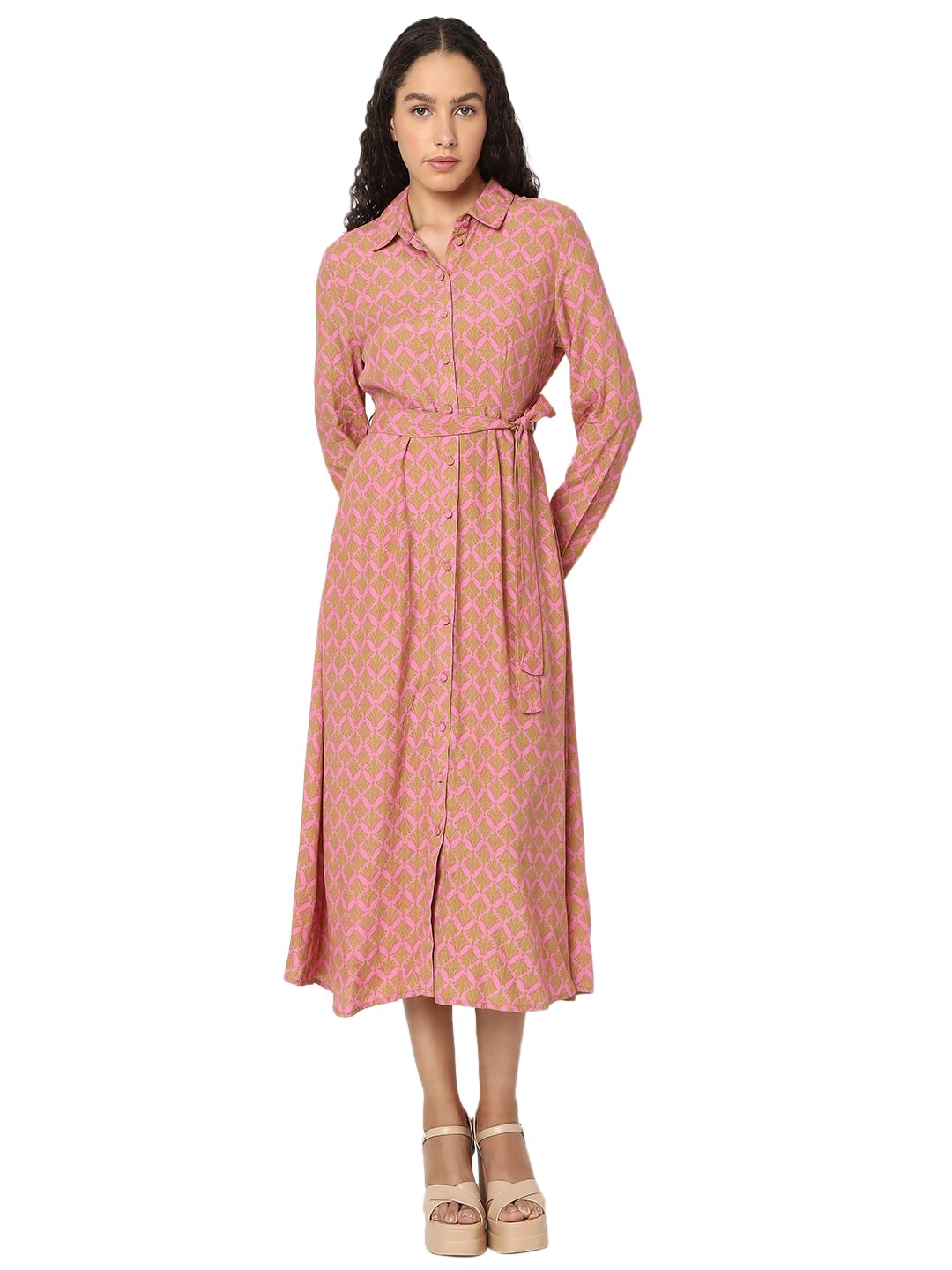 Women's Rayon Shirt Midi Dress