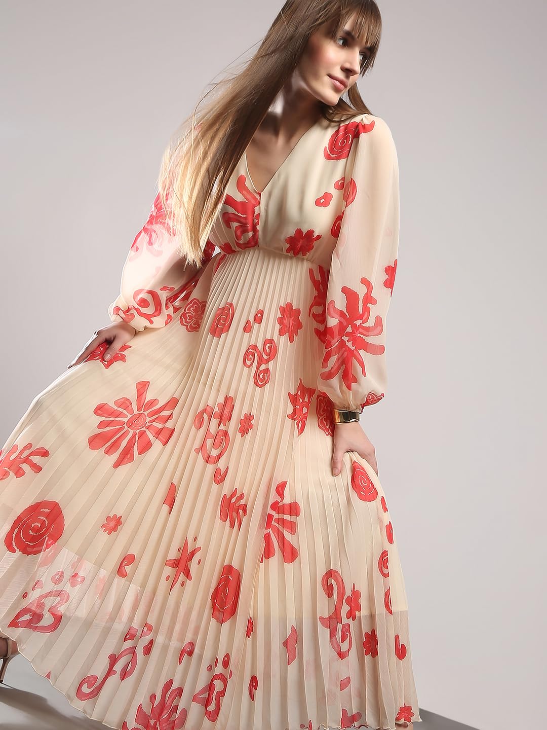 Women's Polyester Fit and Flare Midi Dress - Image 2