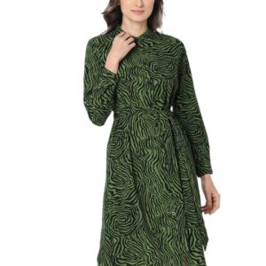 Women's Polyester Fit and Flare Knee-Length Dress