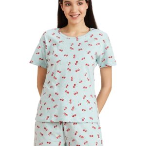 Women Cotton Regular Fit T-Shirt and Shorts Night Suit (Night Wear | Co-ord Set | Lounge Wear Set)