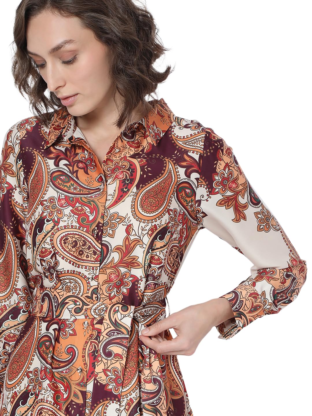 Women's Polyester Shirt Midi Dress - Image 5