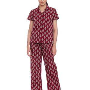 Women Cotton Shirt and Pajama Night Suit Set